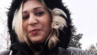 Hot amateur blonde Eurobabe drilled real good in public