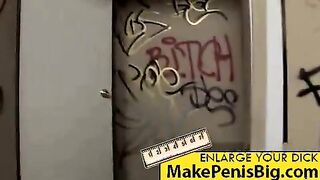 Babe gets a hard cock in a dirty bathroom