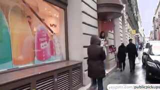 Slim beauty Meg Magic exposes her tits in public for cash and gets fucked