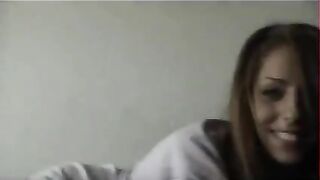 Real cute girlfriend giving a handjob