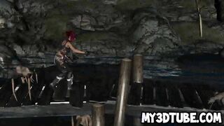 3D redhead babe gets fucked by an alien spider