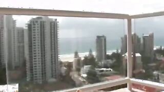 Busty babe girlfriend giving a handjob