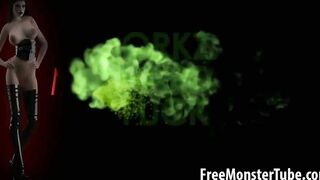 Pale 3D brunette babe getting fucked hard by an orc