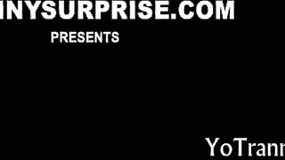 Blonde Tgirl Hilda gives blowjob and got her asshole pounded