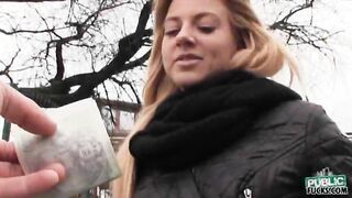 Amateur blonde Eurobabe Cherie screwed up for some cash