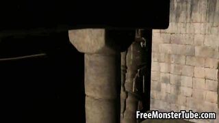 Hot 3D babe gets licked and fucked hard by a zombie