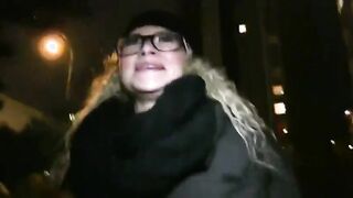 Blonde with glasses fucked in public