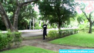 Slutty mature milfs suck on hard cock