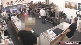 Blonde little slut fucked in pawn shops office