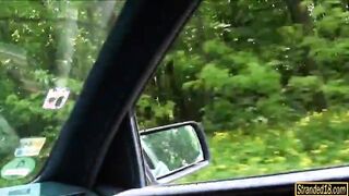 Euro teen Belle Claire will let a guy fuck her to get a ride