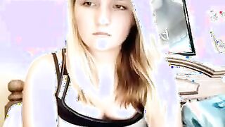 Topless Blonde Teen Teases Panties