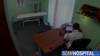 Blonde Nancy gets banged hard in the examining table and receives creampie