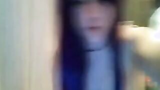 Slender Goth Girl With Her Toy