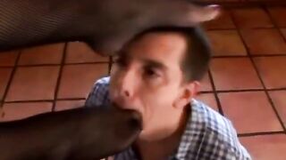 brunette gives foot pleasure