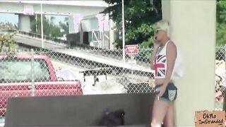 Blonde teen Dani Desire needs help and ride after being stranded