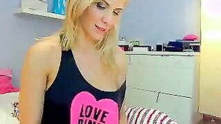 Blonde MILF Strips And Masturbates