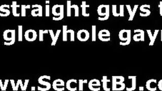 Gloryhole girl tricks straight guy into a gay suck