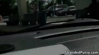 Beautiful blonde Dani Desire gets fucked in the backseat of the car