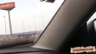 Nasty blonde teen Victoria Puppy hitch hikes and fucked in public