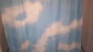 Blonde girl surprises her boyfriend in the shower