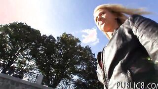 Pretty amateur fucked with stranger guy in public for cash