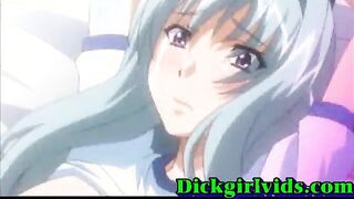 Anime shemale threesome gangbanged and juiced