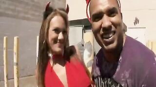 Rhiannon Alize Glides Down Black Cock