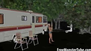 Hot 3D babe getting licked and fucked by an alien