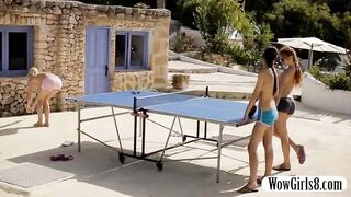 Three cute teen girls passionate lesbian sex outdoors