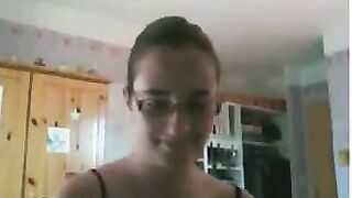 Nerdy Girl Secretly Strips