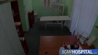 Blonde horny patient gets fucked by her doctor in the examining table