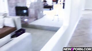 Short petite blonde teen in first porn video