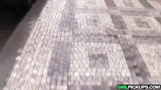 Paying hot blonde for public sex outdoors