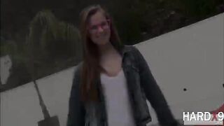 Hot blonde teen Jillian gets anal fucked by James massive cock