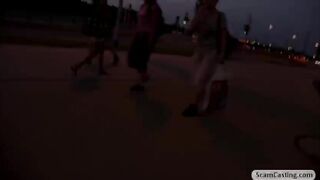 Beautiful brunette Aimee shows her sexy curves in a fake modelling