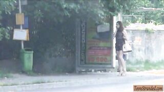 Busty stranded teen Marina Visconti scrwed up in public