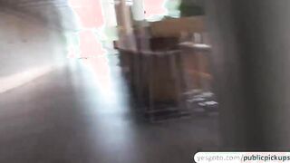 Shy type blonde euro amateur gives a blowjob and gets fucked in public