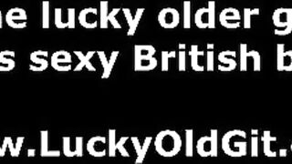 Young slut rides older British cock in stockings