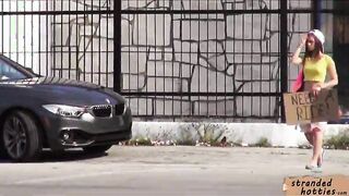 Cute stranded blondie teen London Smith fucked in public