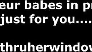 Sexy amateur babe toys in bathroom for voyeur