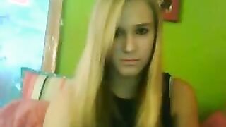 Blonde Chick Teasing Her Tits And Pussy