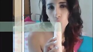 Horny petite chick love masturbating on webcam