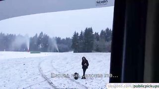 Super hot and busty Russian babe gets paid for sex in public