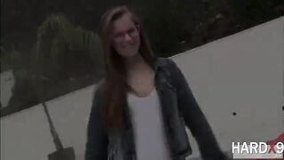 Gorgeous teen Jillian gets anal fucked by James huge cock