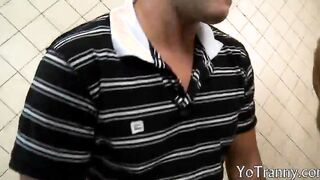 Cute feminine Latina tgirl blowjob then banged in the ass