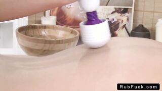 Lesbian customer and masseuse massage