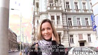 European slut showing off her big boobs and banged for cash