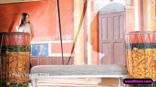 Nasty petite brunette gal finger fuck her sweet asshole