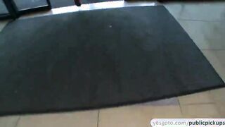 Amateur flashes her tits in public and have sex after getting picked up