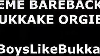 Oral gangbang for interracial gay bukkake group